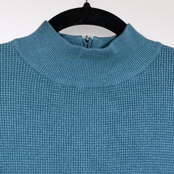Cyrus | Petite Medium Buttery Soft Blue Teal Knit Pullover Sweater 1/4 Zip Warm - Picture 2 of 9